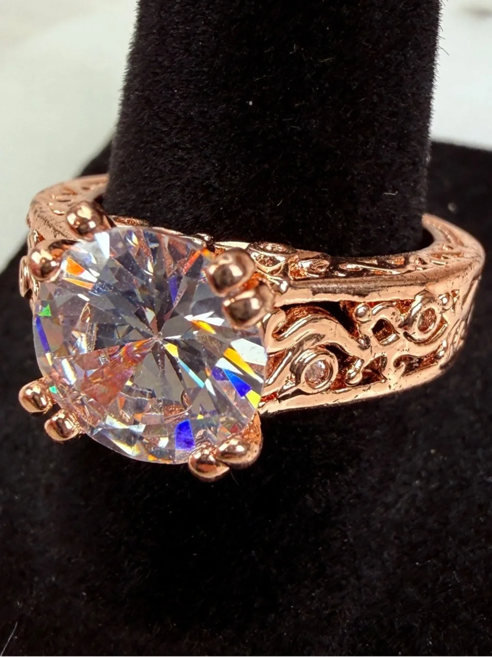 Pretty rose goldtone with clear bling size 7 1/2 ring